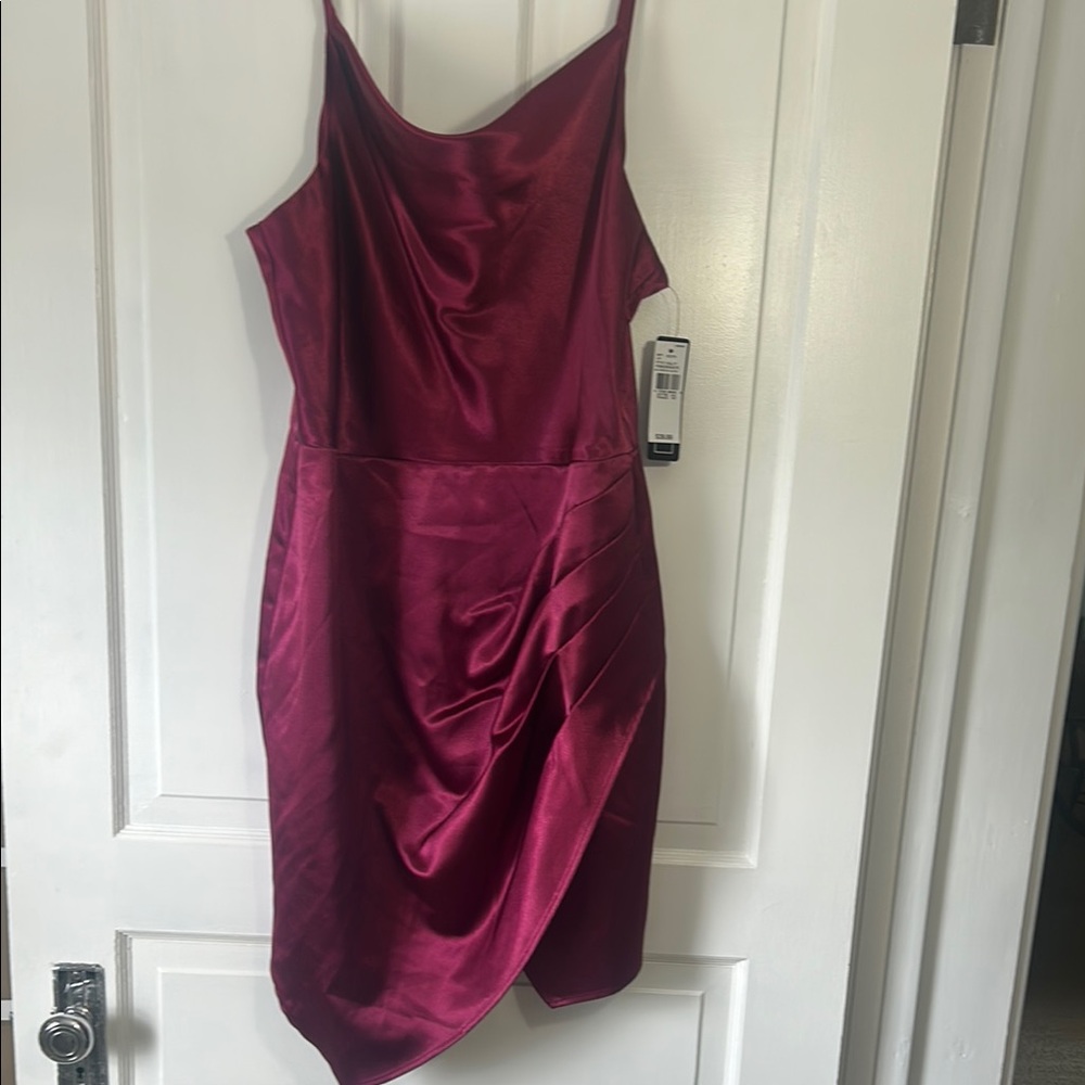 Elegant Burgundy Satin Dress